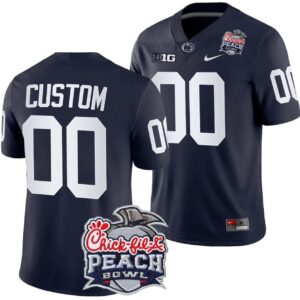 Custom Penn State Jersey Name and Number Peach Bowl Patch 2024 College Football Navy