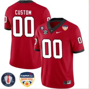 Custom Georgia Bulldogs Jersey Name and Number Orange Bowl Patch Football Red