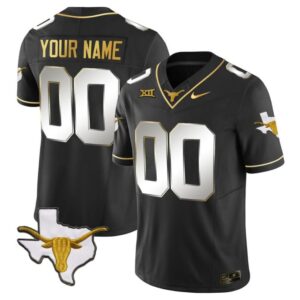 Custom Texas Longhorn Jersey Name and Number Gold Vapor Limited College Football Black Limited