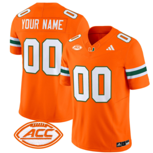 Custom Miami Hurricanes Jersey Name and Number Vapor Football Stitched Orange