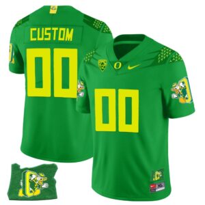 Custom Oregon Ducks Jersey Oregon State Patch Name and Number Football Green