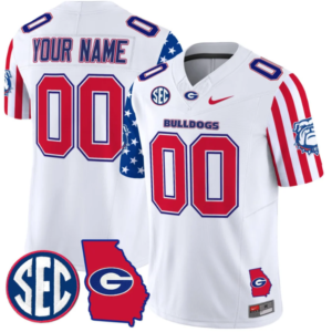 Custom Georgia Bulldogs Jersey Name and Number American Style Vapor Limited Football Stitched White