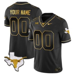 Custom Texas Longhorn Jersey Name and Number Gold Vapor Limited College Football Black Gold