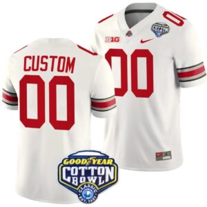 Custom Ohio State Buckeyes Jersey Name and Number Cotton Bowl Patch 2023 Football White