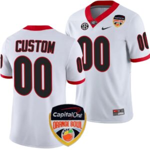 Custom Georgia Bulldogs Jersey Name and Number Orange Bowl Patch 2023 College Football White