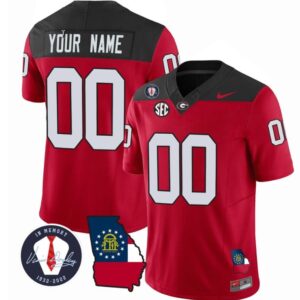 Custom Georgia Bulldogs Jersey Name and Number Football Vince Dooley Patch Map Red All Stitched