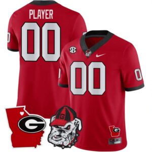 Custom Georgia Bulldogs Jersey Name and Number Georgia State Map College Football Stitched Red