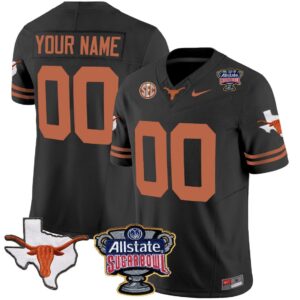 Custom Texas Longhorns Jersey Name and Number Sugar Bowl Patch Football Black