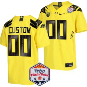 Custom Oregon Ducks Jersey Name and Number Fiesta Bowl Patch 2024 Football Yellow