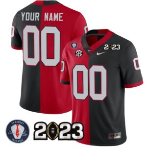 Custom Georgia Bulldogs Jersey Name and Number Football 2023 Vince Dooley Patch Split Red Black All Stitched
