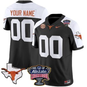 Custom Texas Longhorns Jersey Name and Number Sugar Bowl Patch Football Black Alternate