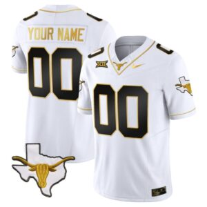 Custom Texas Longhorn Jersey Name and Number Gold Vapor Limited College Football White Gold