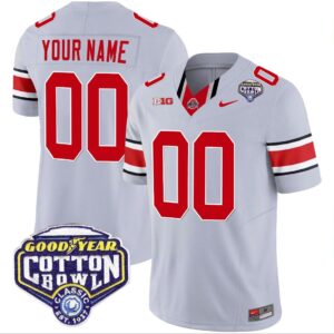 Custom Ohio State Jersey Name and Number Cotton Bowl Patch Vapor Football Gray