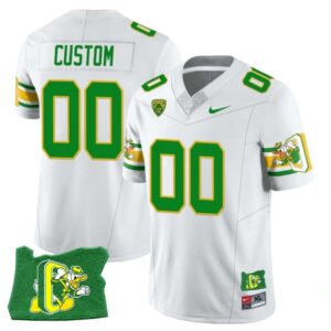 Custom Oregon Ducks Jersey Oregon State Patch Name and Number ?Mighty Oregon? Throwback Football White