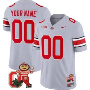 Custom Ohio State Buckeyes Jersey Name and Number Mascot Patch College Football Gray