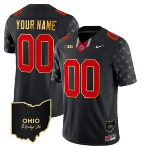 Custom Ohio State Buckeyes Jersey Name and Number College Football Stitched Alternate Black Gold Trim