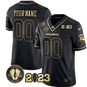 Custom Georgia Bulldogs Jersey Name and Number Football 2023 Vince Dooley Patch Black Gold All Stitched