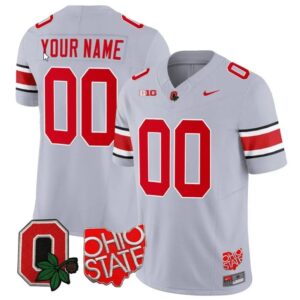 Custom Ohio State Jersey Name and Number College Football Stitched Logo Patch Gray