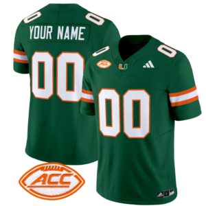 Custom Miami Hurricanes Jersey Name and Number Vapor Football Stitched Green