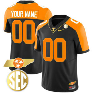 Custom Tennessee Volunteers Jersey Name and Number ?Checkerboard? Gold Limited College Football Stitched ? Black Reverse