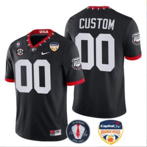 Custom Georgia Bulldogs Jersey Name and Number Orange Bowl Patch Football Black