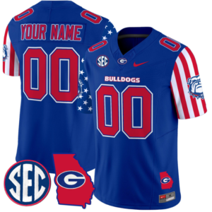 Custom Georgia Bulldogs Jersey Name and Number American Style Vapor Limited Football Stitched Royal