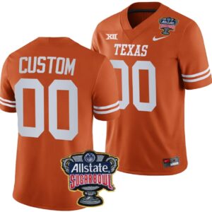 Custom Texas Longhorns Jersey Name and Number Allstate Sugar Bowl Patch 2024 College Football Orange