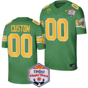 Custom Oregon Ducks Jersey Name and Number Fiesta Bowl Patch 2024 Football Playoff Green