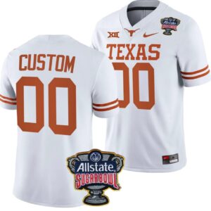 Custom Texas Longhorns Jersey Name and Number Allstate Sugar Bowl Patch 2024 College Football White