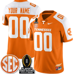 Custom Tennessee Vols Jersey Playoff First Round Patch Football All Stitched