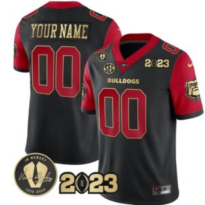 Custom Georgia Bulldogs Jersey Name and Number Football 2023 Vince Dooley Patch Gold Color Black All Stitched