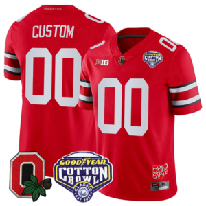 Custom Ohio State Jersey Name and Number Good Year Cotton Bowl Patch Football Scarlet