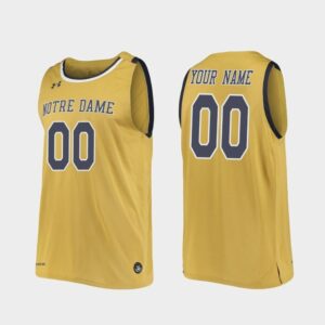 Custom Name Number Notre Dame Fighting Irish Gold Replica College Basketball Jersey