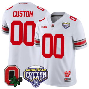 Custom Ohio State Jersey Name and Number Good Year Cotton Bowl Patch Football White