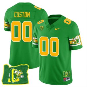 Custom Oregon Ducks Jersey Oregon State Patch Name and Number ?Mighty Oregon? Throwback Football Green