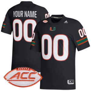 Custom Miami Hurricanes Jersey Name and Number College Football Black Alternate Game