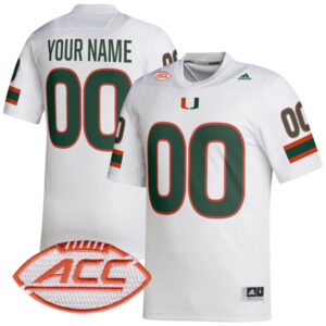 Custom Miami Hurricanes Jersey Name and Number College Football White Away Game