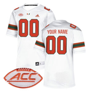 Custom Miami Hurricanes Jersey Name and Number College Football White