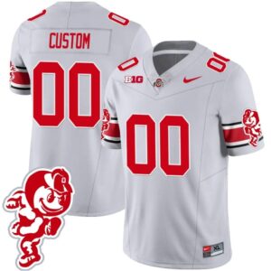 Custom Ohio State Jersey Name and Number Football Stitched Brutus Buckeye Patch Style 1 Gray
