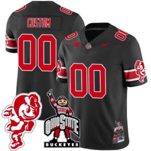 Custom Ohio State Jersey Name and Number Football Stitched Brutus Buckeye Patch Style 2 Black
