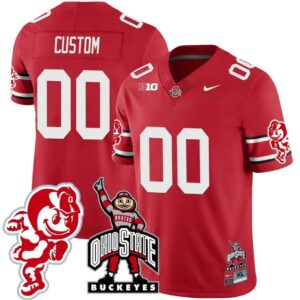Custom Ohio State Jersey Name and Number Football Stitched Brutus Buckeye Patch Style 2 Scarlet