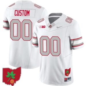 Custom Ohio State Jersey Name and Number Football Stitched Ohio Map Style 1 White