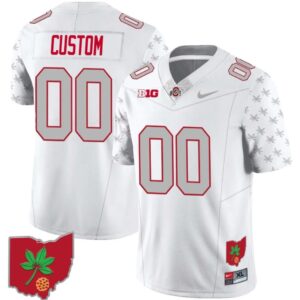 Custom Ohio State Jersey Name and Number Football Stitched Ohio Map Style 1 White Special