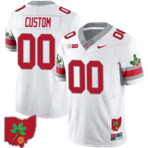 Custom Ohio State Jersey Name and Number Football Stitched Ohio Map Style 2 White