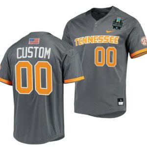 Custom Tennessee Volunteers Jersey Name and Number 2023 NCAA Baseball College World Series Gray #00 OMAHA 8