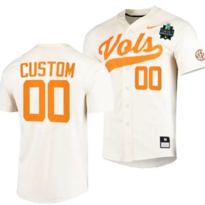 Custom Tennessee Volunteers Jersey Name and Number 2023 NCAA Baseball College World Series Natural #00 OMAHA 8
