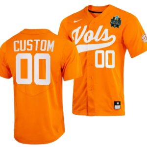 Custom Tennessee Volunteers Jersey Name and Number 2023 NCAA Baseball College World Series Orange #00 OMAHA 8