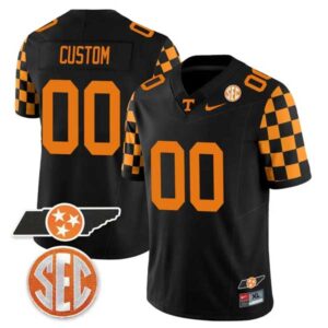 Custom Tennessee Volunteers Jersey Name and Number ?Checkerboard? College Football Stitched ? Black