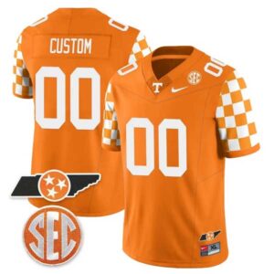 Custom Tennessee Volunteers Jersey Name and Number ?Checkerboard? College Football Stitched ? Orange