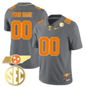 Custom Tennessee Volunteers Jersey Name and Number ?Checkerboard? Gold Limited College Football Stitched ? Gray